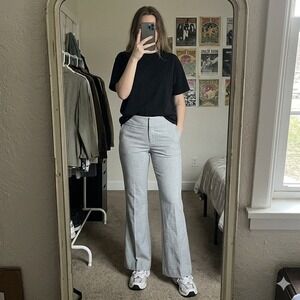 Cache Womens 2 Dress Pants Grey Herringbone Flare Leg Low Rise Trousers